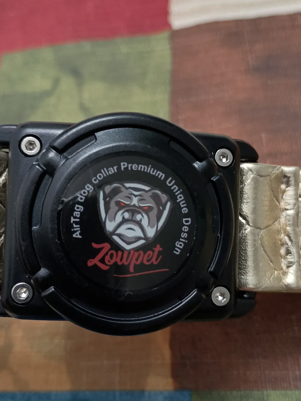 Zowpet Air Tag Dog Collar Premium Unique Design Metallic Gold * Size LARGE *